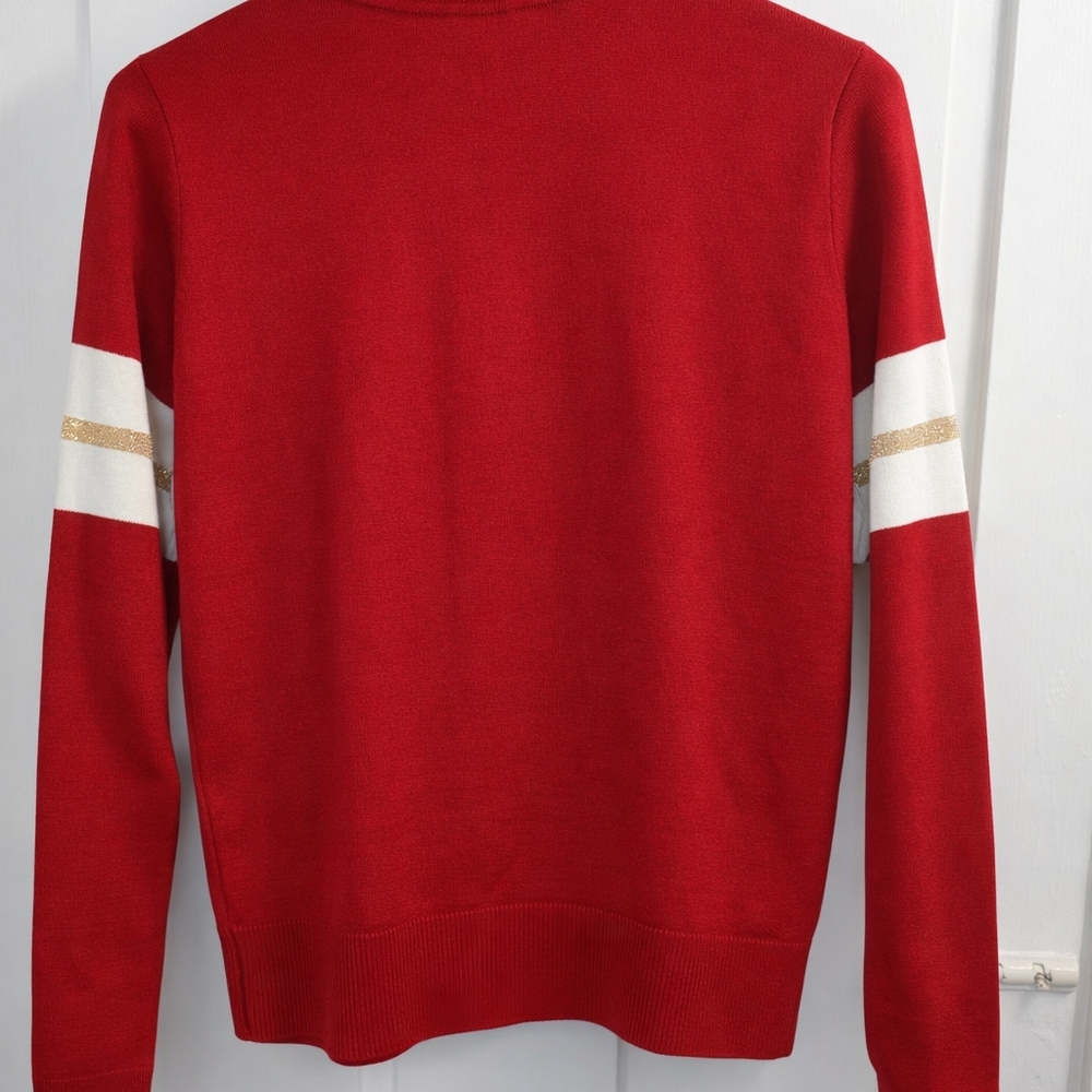 🆕️Michael Kors Red Crewneck Sweater with White and Gold Accents - Picture 6 of 6